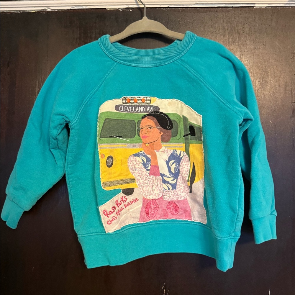 Piccolina size 3T Rosa Parks bus Teal Graphic Sweatshirt